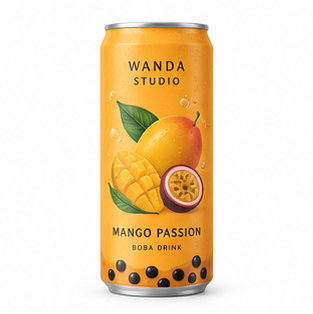 Fictional Mango passion boba packaging