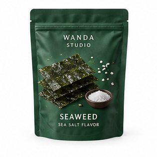Fictional Sea salt seaweed packaging