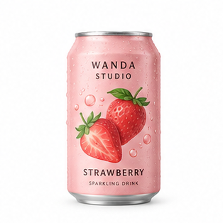 Fictional Strawberry fizz packaging